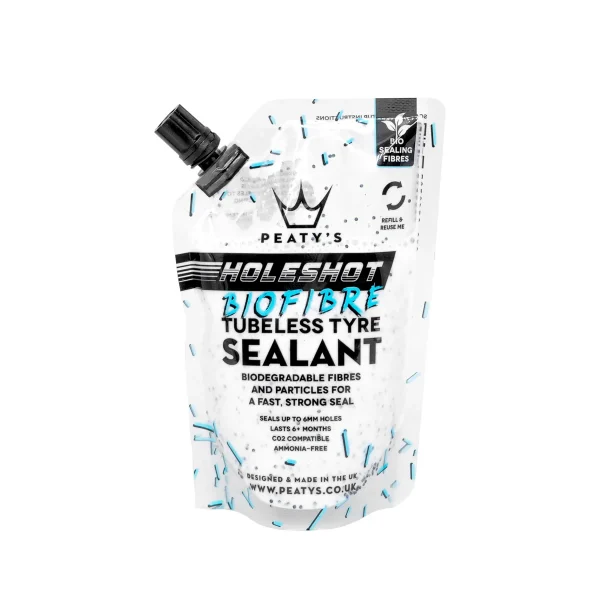 Sellante Tubeless de Biofibra, HOLESHOT 120 ml. | PEATY’S COMPONENTES Bicigangas® - Pedalea sin parar